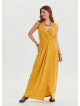 V Neck Slit Detailed Yellow Long Dress 4453